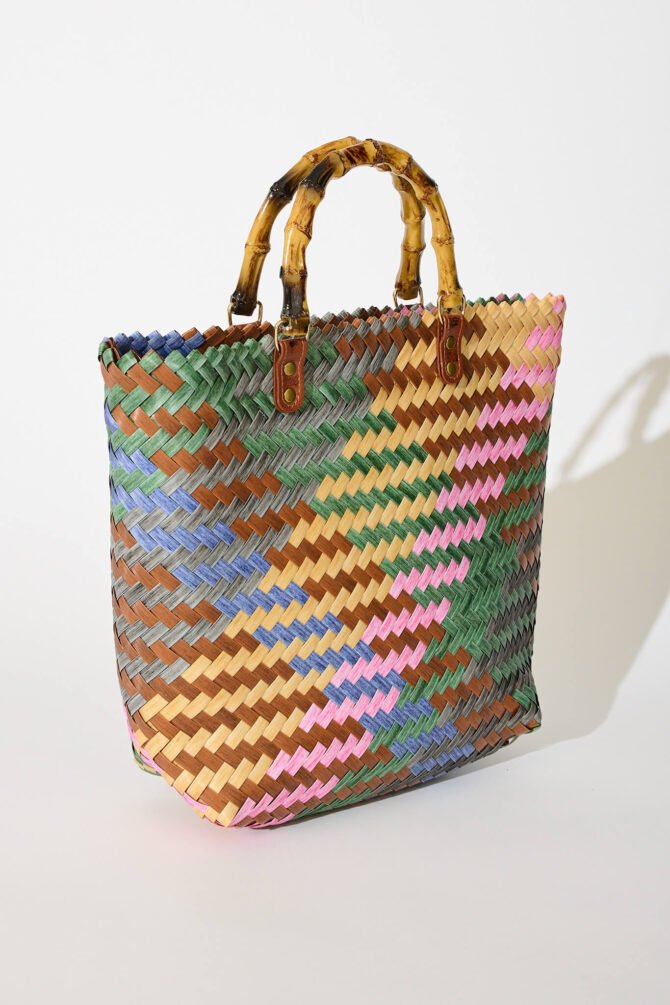 Tote Bag In Multi Rattan - Image 4
