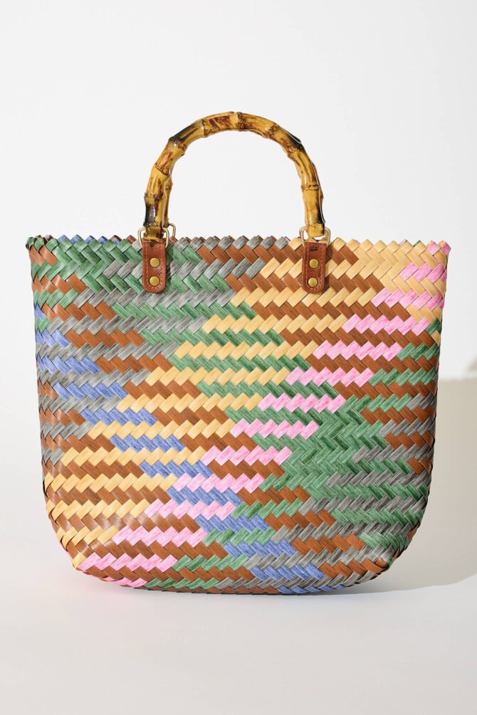 Tote Bag In Multi Rattan