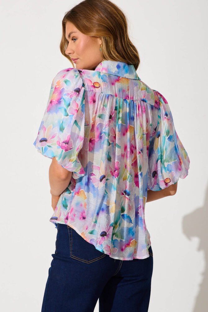 Shirt In Pastel Watercolour Floral - Image 10