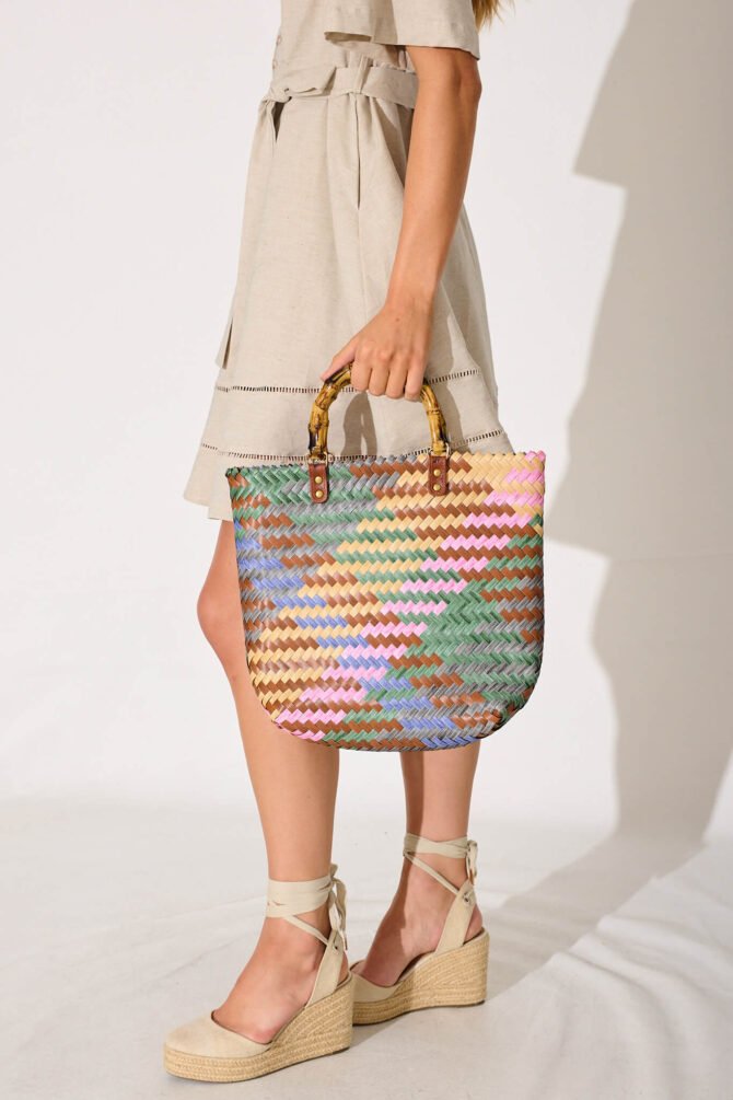 Tote Bag In Multi Rattan - Image 3