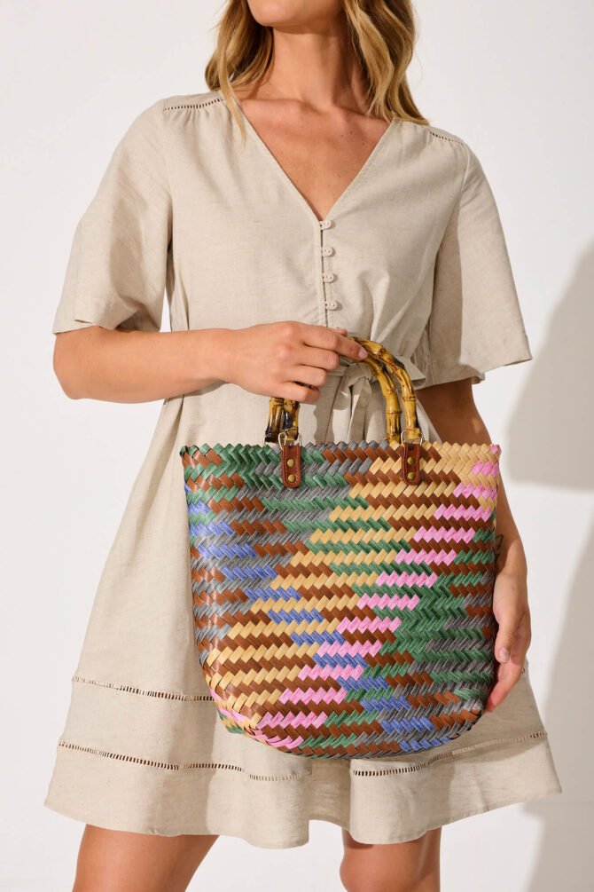 Tote Bag In Multi Rattan - Image 2
