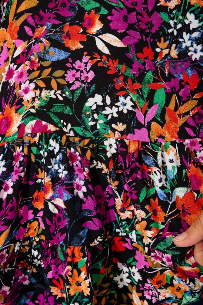 Top In Black Multi Floral - Image 6