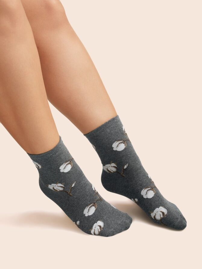 Plants Printed Three Pair Socks - Image 3