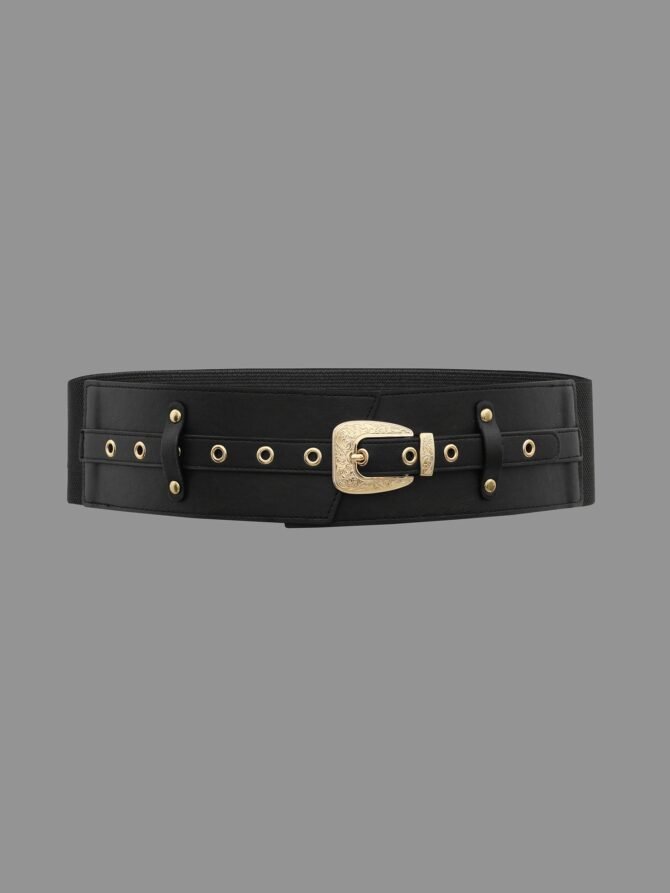 Vintage Floral Pattern Strap Wide Waist Belt - Image 2