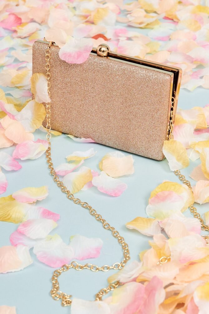 Clutch Bag In Rose Gold - Image 7