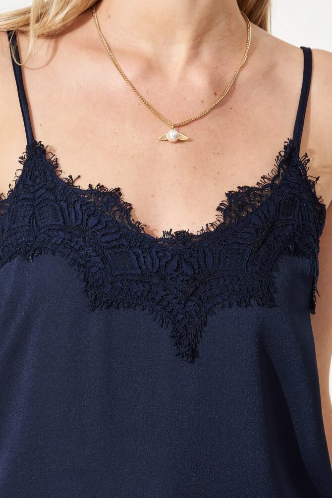 Top In Navy Satin - Image 6