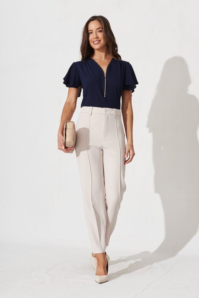Zip Top In Navy - Image 2