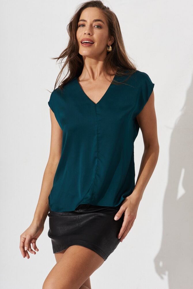 Top In Emerald Satin - Image 2