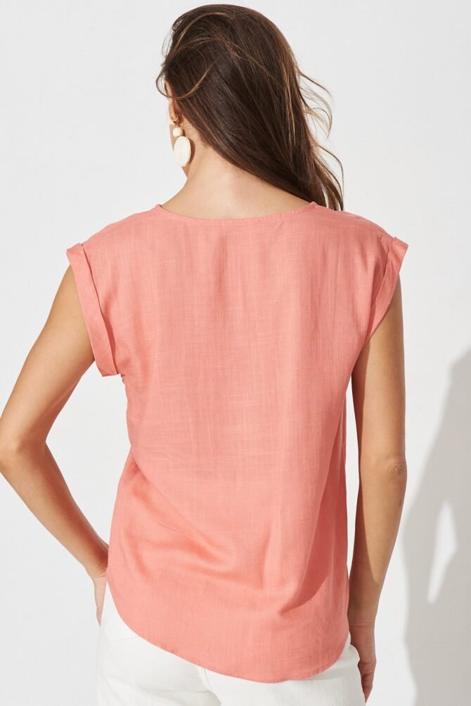 Top In Dusty Pink Linen Blend - Image 4