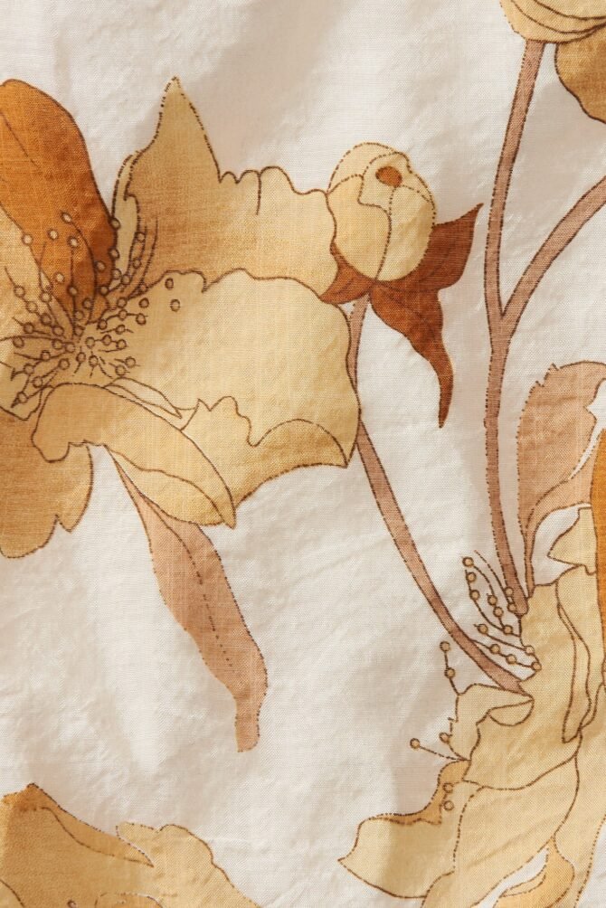 Shirt In White With Rust Floral - Image 8