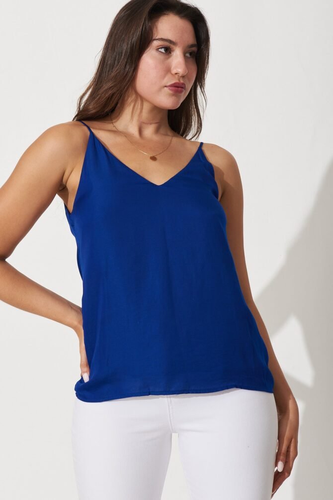 Top In Cobalt Satin - Image 3