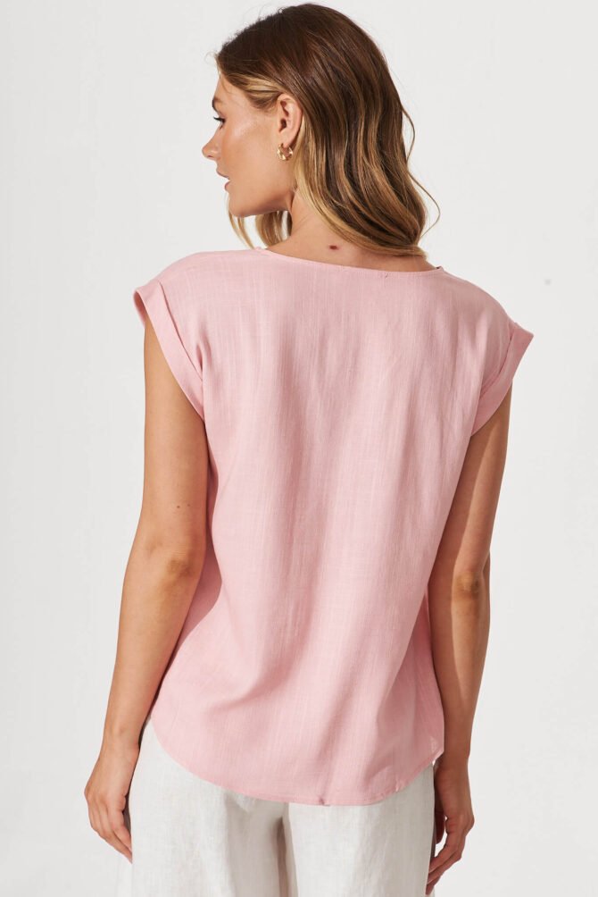 Top In Blush Linen Blend - Image 3