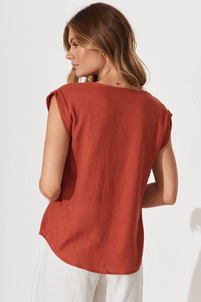 Top In Rust Linen Blend - Image 3
