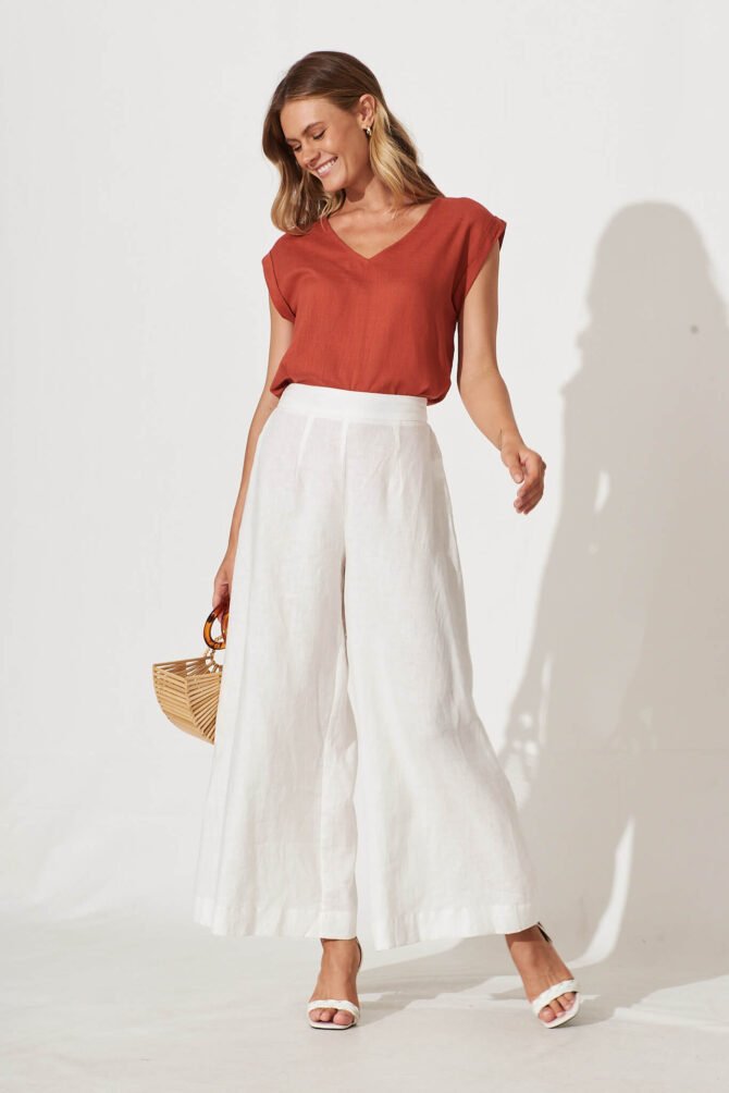 Top In Rust Linen Blend - Image 4