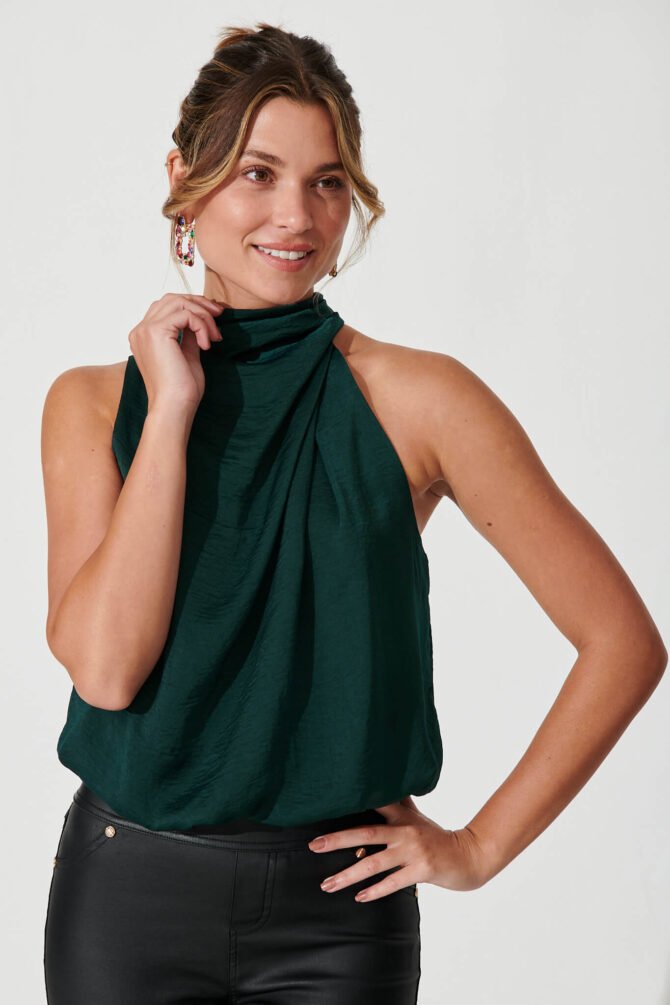 Top In Emerald Satin - Image 2