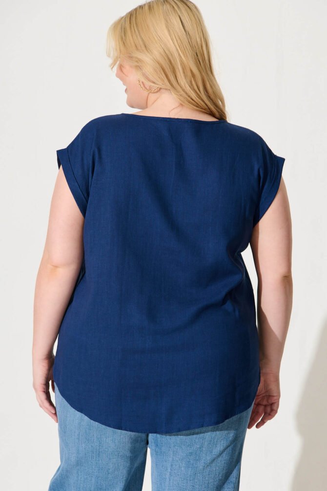 Top In Navy Linen Blend - Image 8