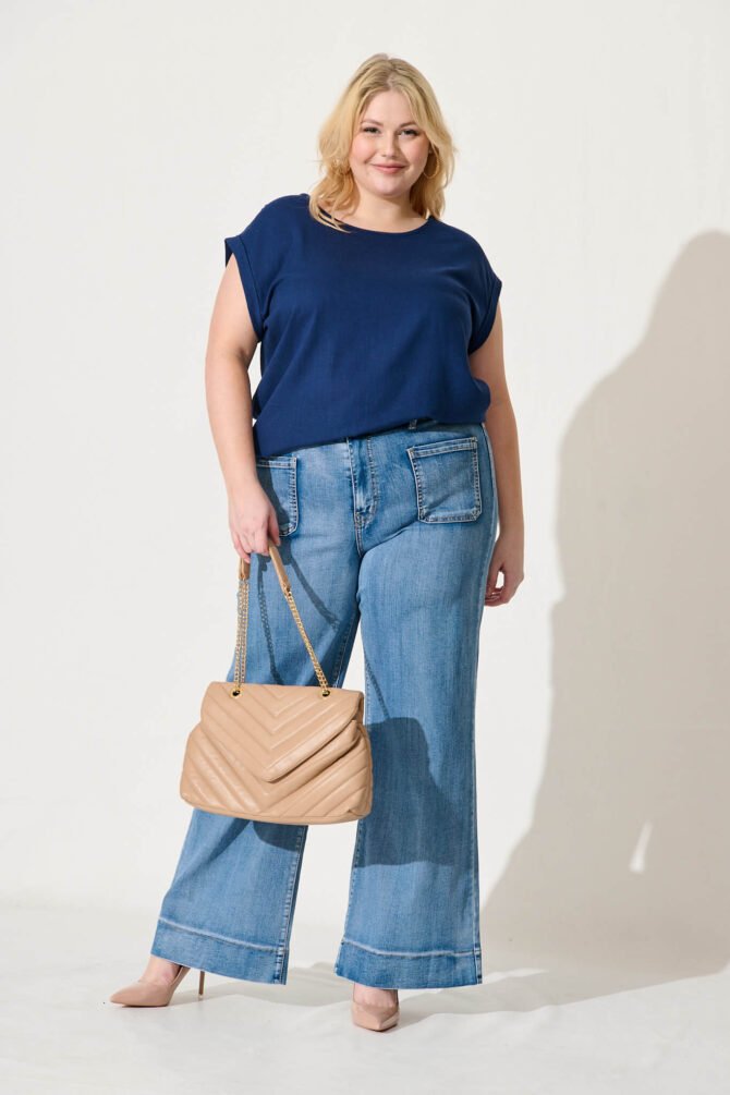 Top In Navy Linen Blend - Image 6