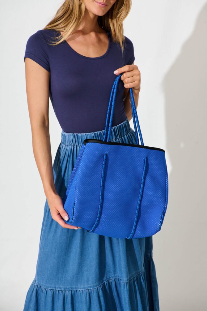 Neoprene Tote Bag In Cobalt Blue - Image 5