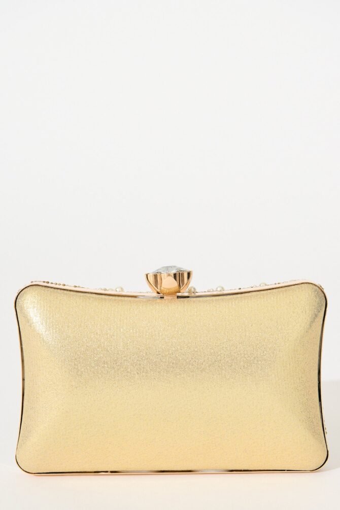 Clutch in Gold with Pearl and Diamante - Image 2