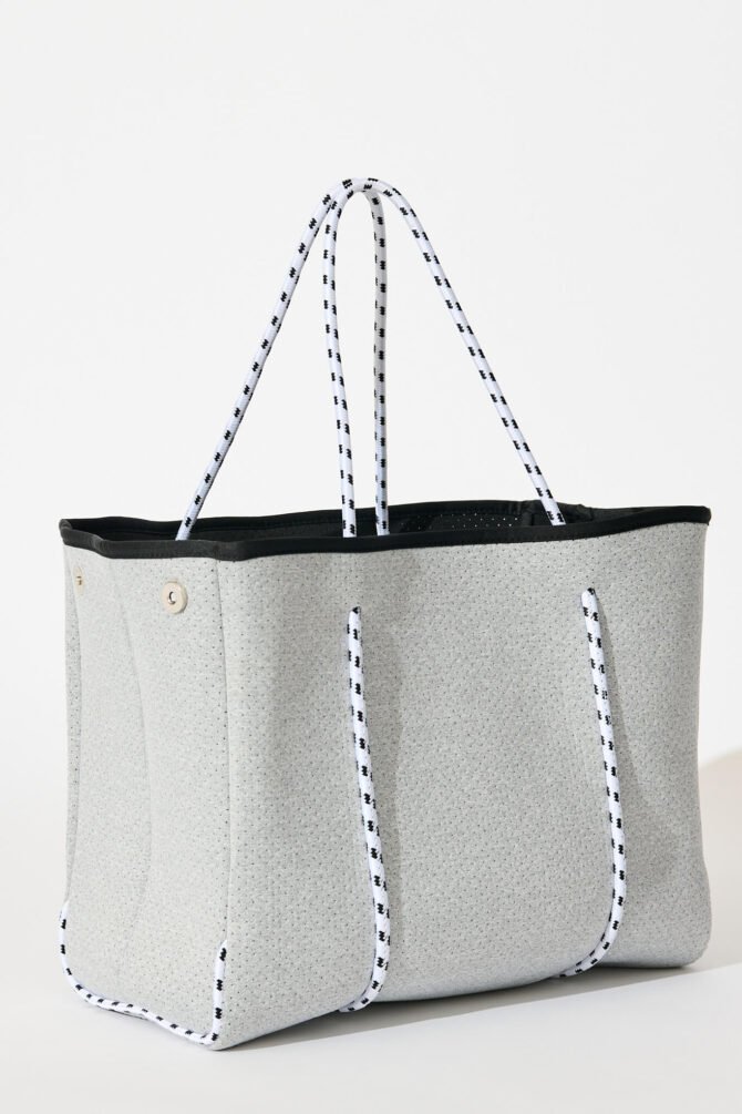 Neoprene Tote Bag In Light Grey - Image 3