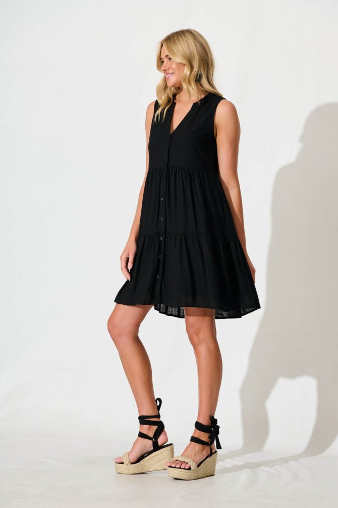 Dress in Black Linen Blend - Image 3