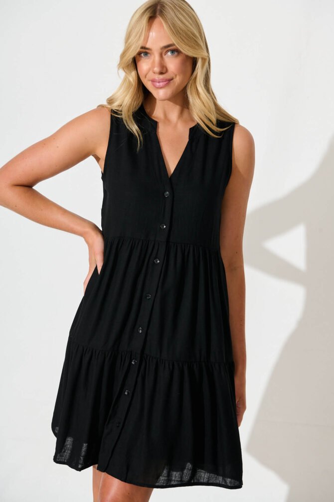 Dress in Black Linen Blend - Image 2