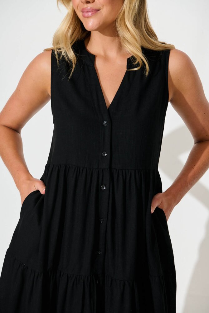 Dress in Black Linen Blend - Image 5