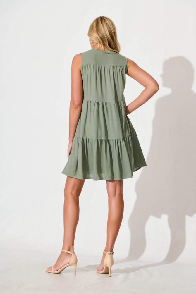Dress in Khaki Linen Blend - Image 4