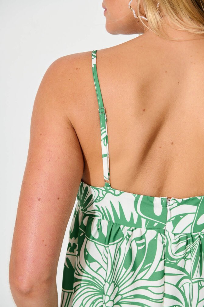 Maxi Sundress in White With Green Print - Image 5