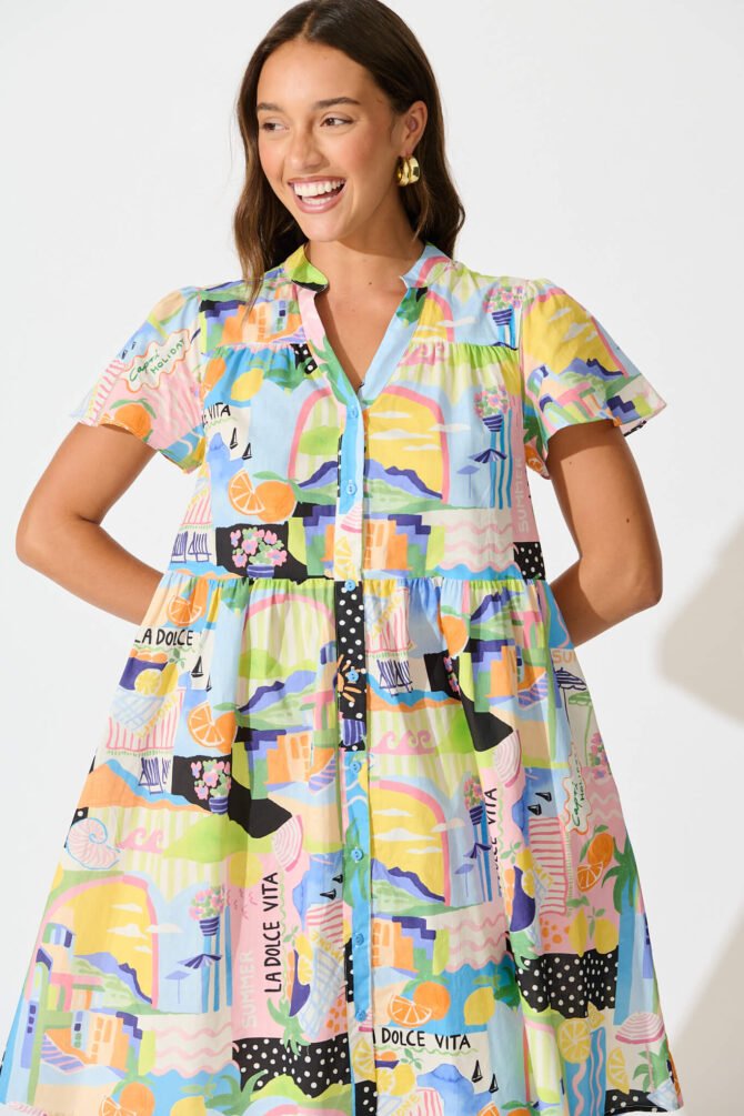 Dress in Multi Summer Print Cotton - Image 2