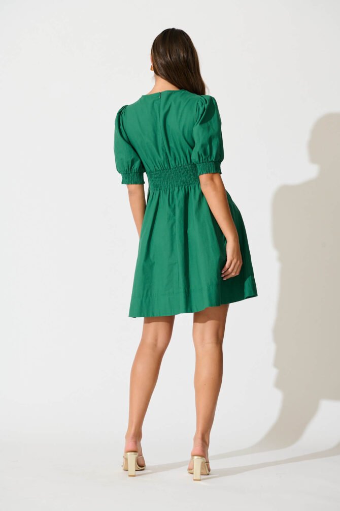 Dress in Emerald Green Cotton - Image 4