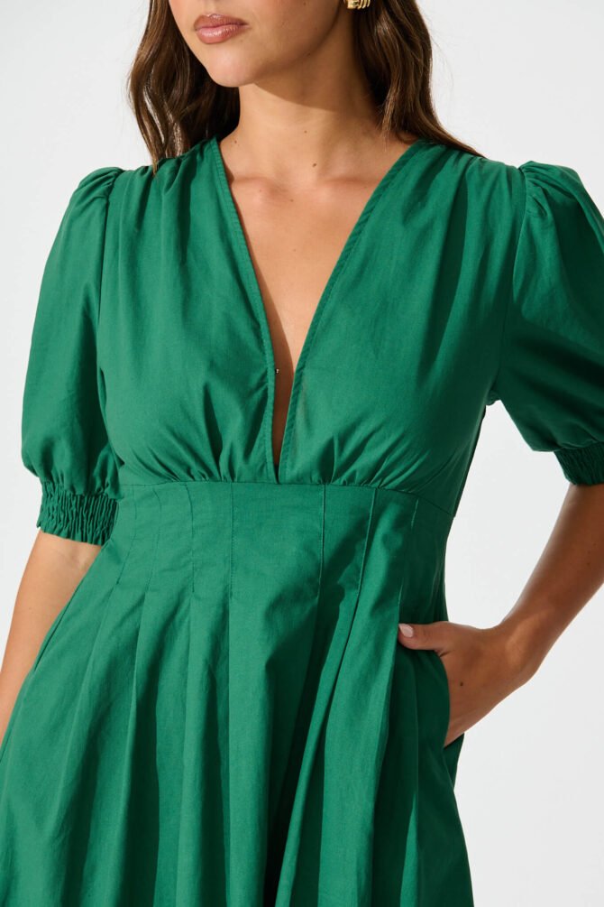 Dress in Emerald Green Cotton - Image 5