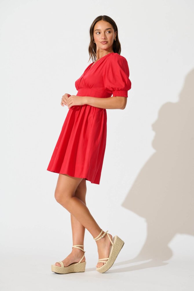 Dress in Red Cotton - Image 3