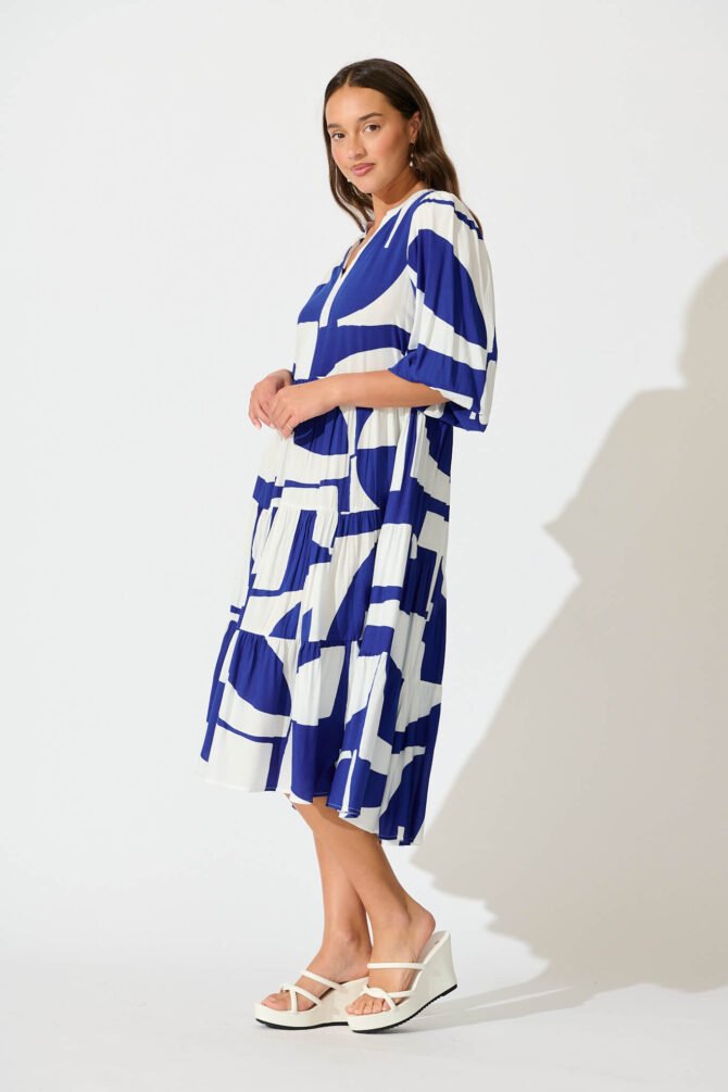 Dress In Navy Geo Print - Image 3