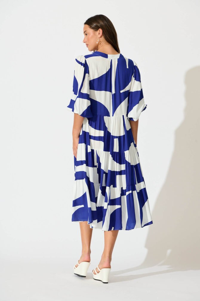 Dress In Navy Geo Print - Image 4