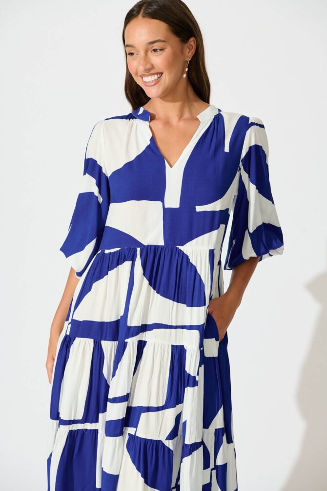 Dress In Navy Geo Print - Image 2