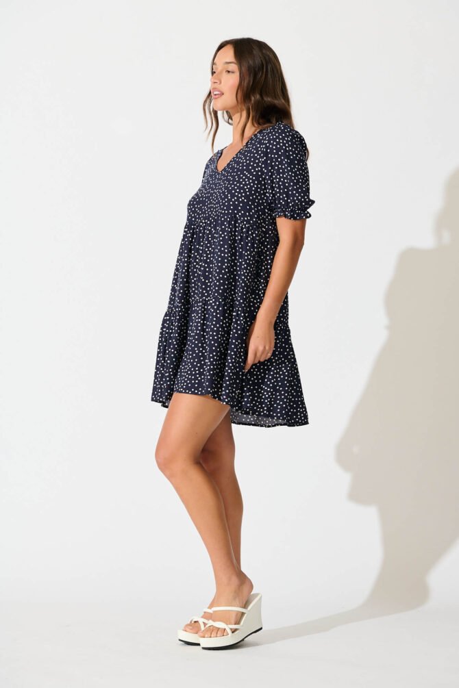 Dress in Navy with White Spots - Image 3