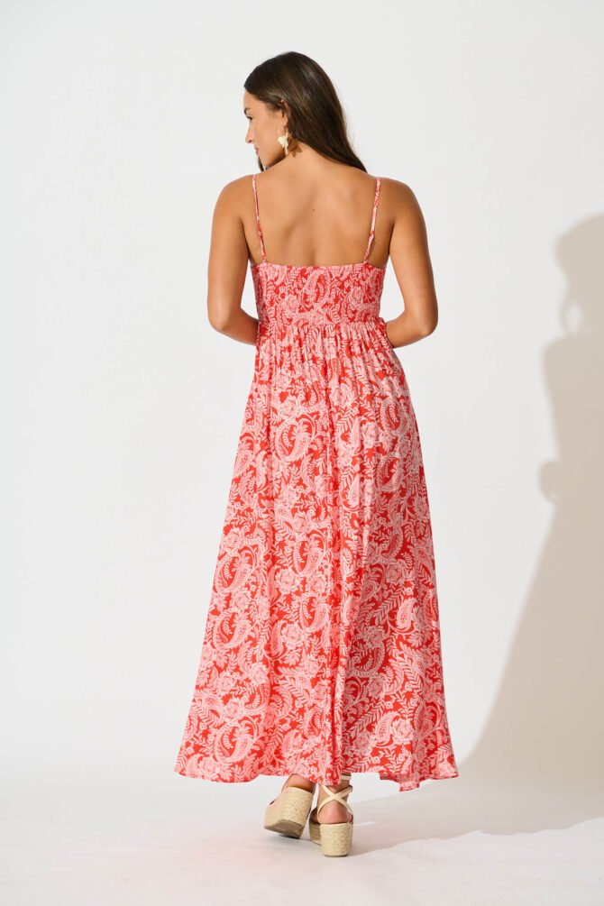 Maxi Sundress In Red Paisley - Image 4