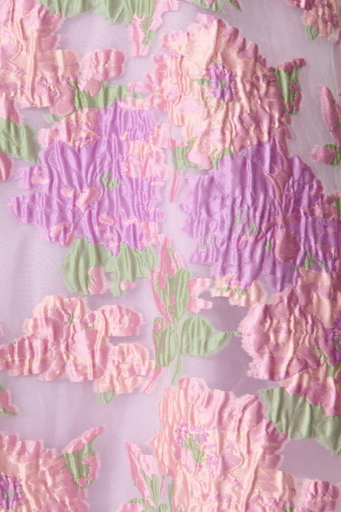 Dress in Lilac Floral Organza Jacquard - Image 6