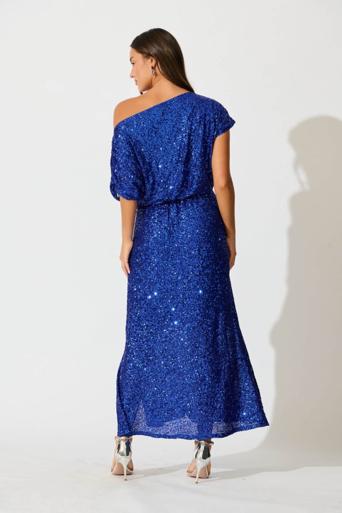 Maxi Dress in Cobalt Blue Sequin - Image 7