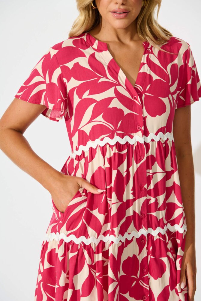 Dress In Pink Leaf - Image 5