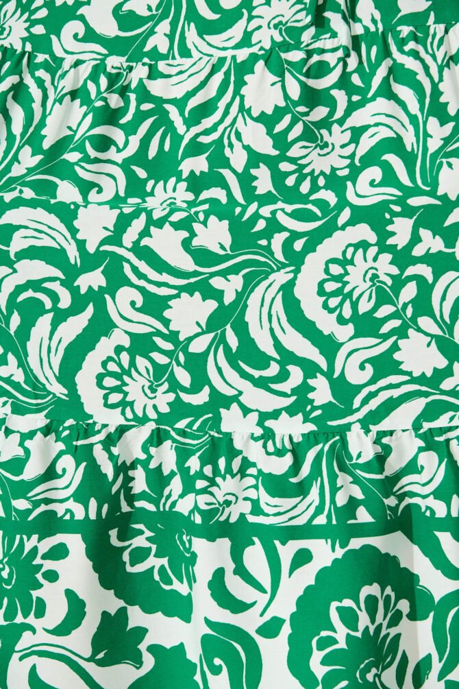 Midi Dress in Green with White Print - Image 6