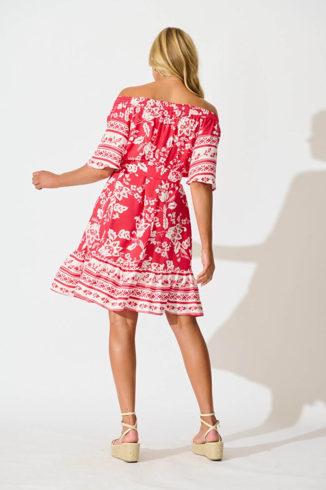 Dress in Raspberry with White Border Print - Image 4