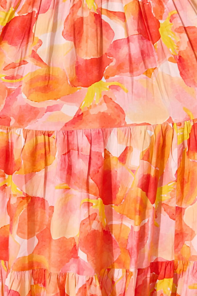 Maxi Sundress In Orange and Red Multi - Image 6