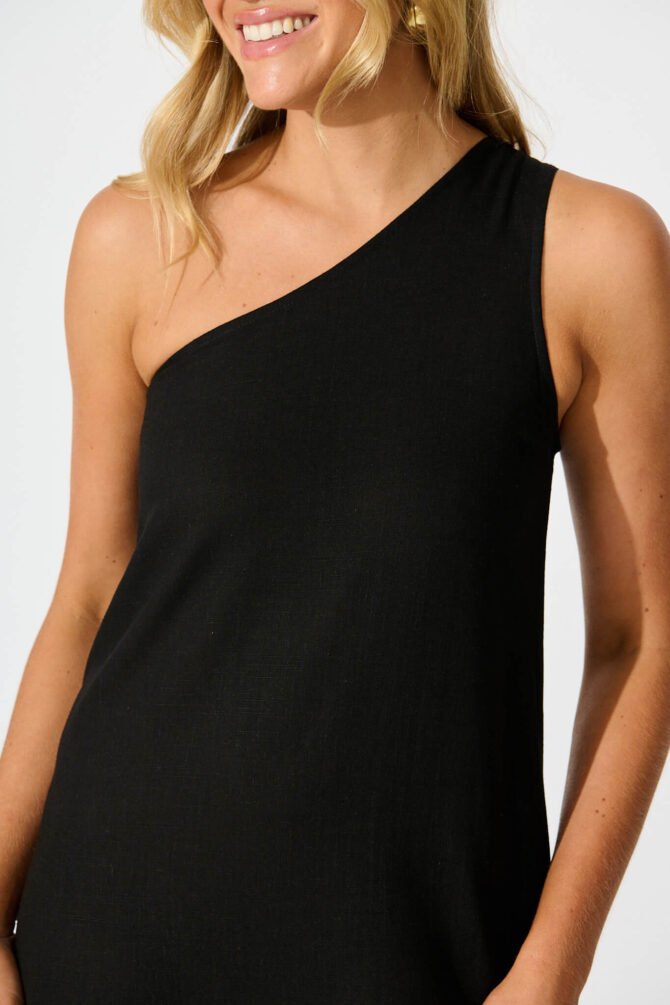 Maxi Dress in Black Linen Blend - Image 5