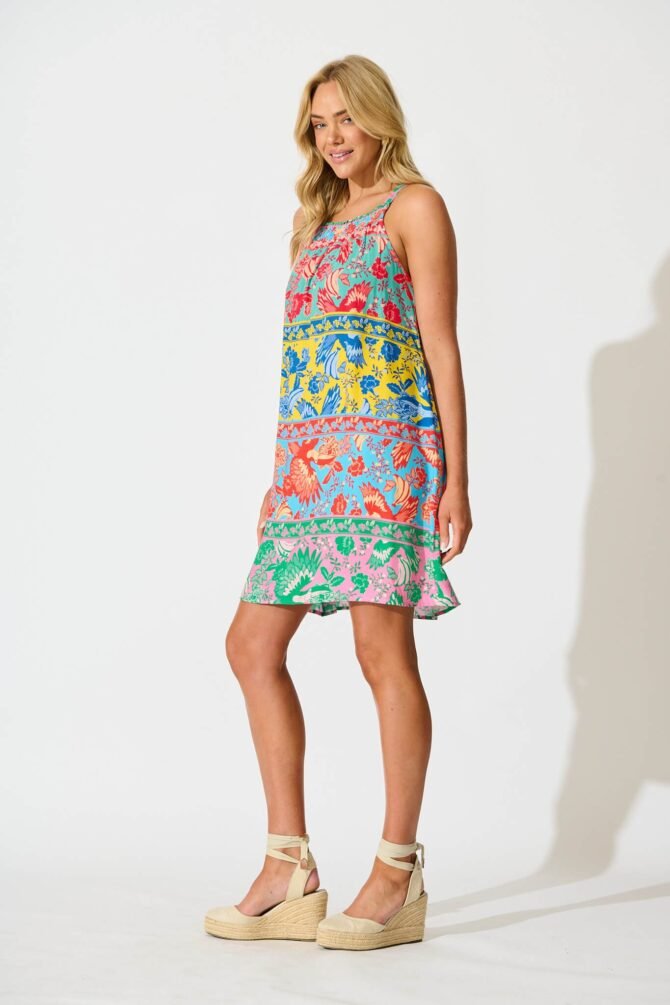 Dress in Multi Tropical Print - Image 3