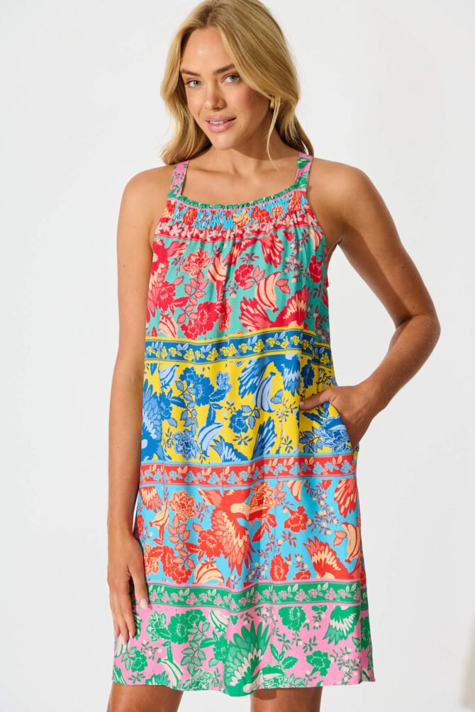 Dress in Multi Tropical Print - Image 2