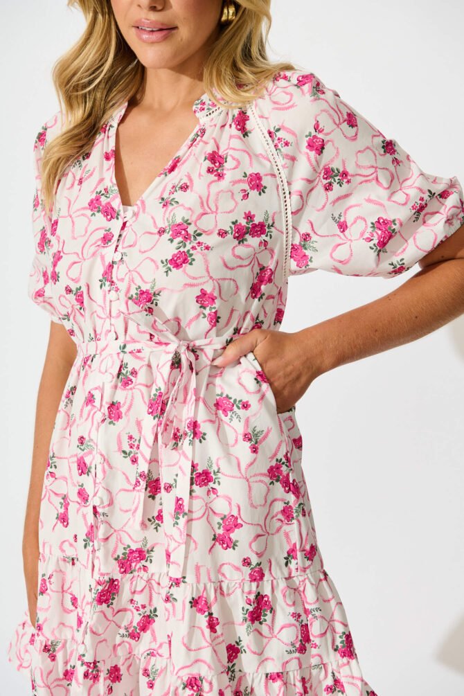 Dress in Pink Floral Print Cotton - Image 5