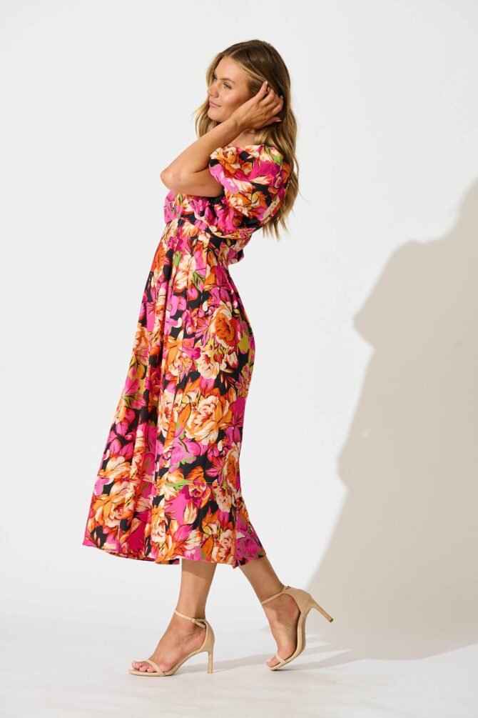 Midi Dress In Multi Floral - Image 3