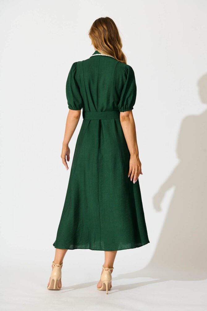 Maxi Shirt Dress in Emerald Green - Image 4